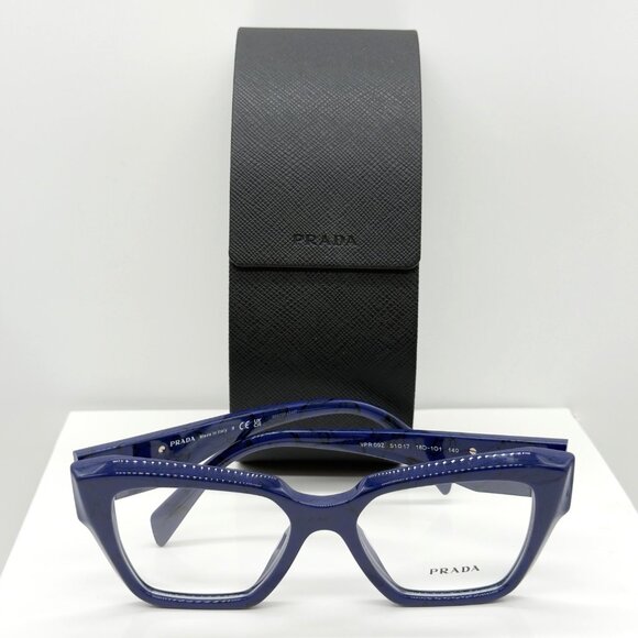 Prada PR 09ZV 18D101 Eyeglasses Frames Women's Blue Demo Lens Full Rim NOTE - Picture 1 of 11
